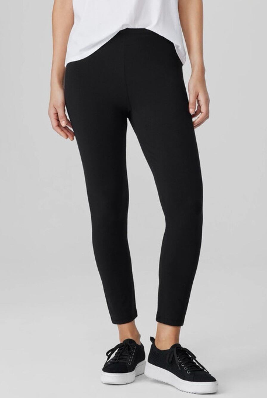 Eileen Fisher Crop pants Pull On Stretch Leggings Black Women’s Petite M A001690